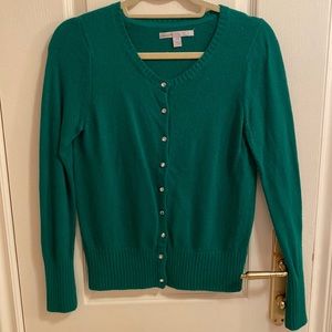 Knit Cardigan with Jewel Detail - Green